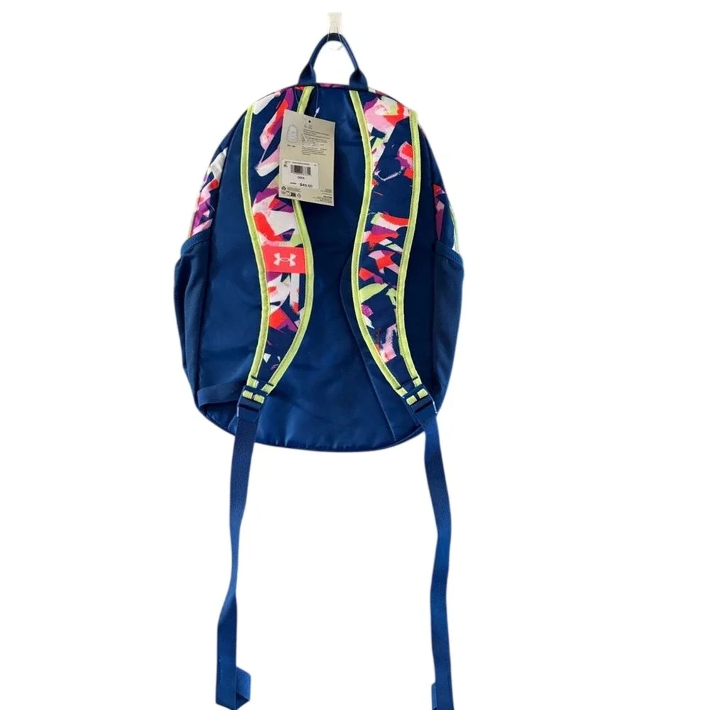 Under Armour Hustle Sport Backpack in Tech Blue Multicolor School GIFT NWT
